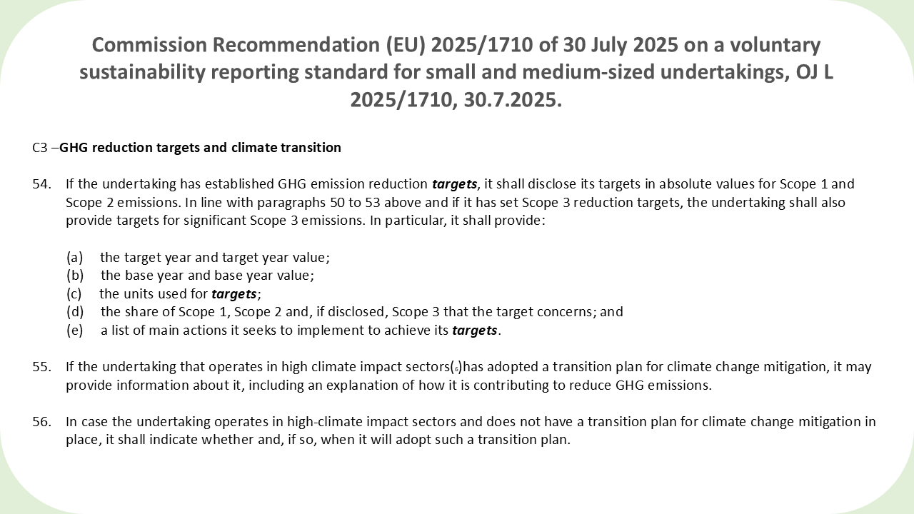 C3 –GHG reduction targets and climate transition